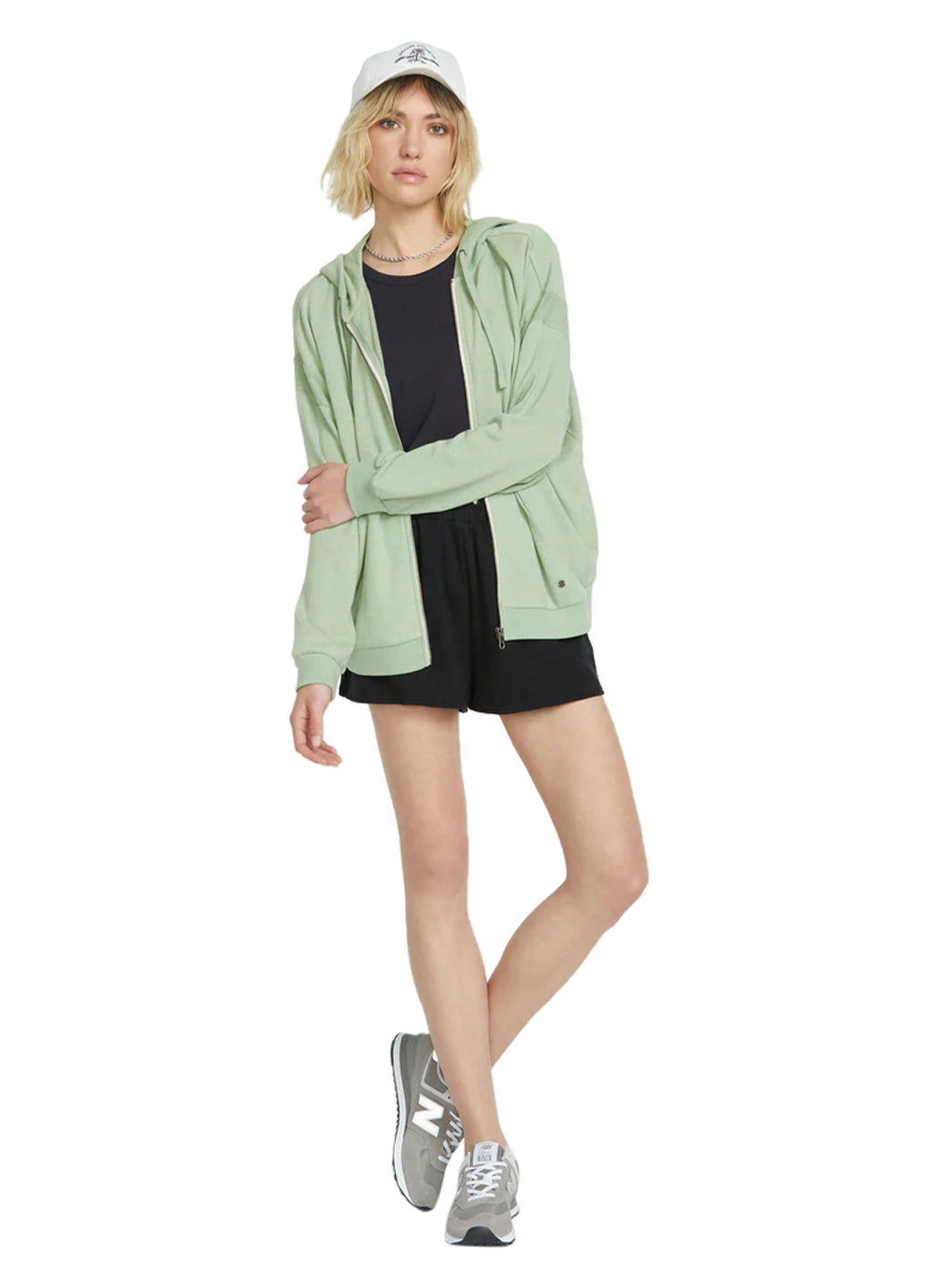 Volcom Women's Solid Lil Frenchie Zip Up Fleece Hoodie