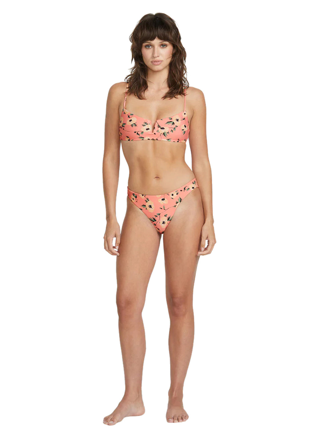 Volcom Women's Pirnt Call Me Big Poppy V-Uwire Bikini Top