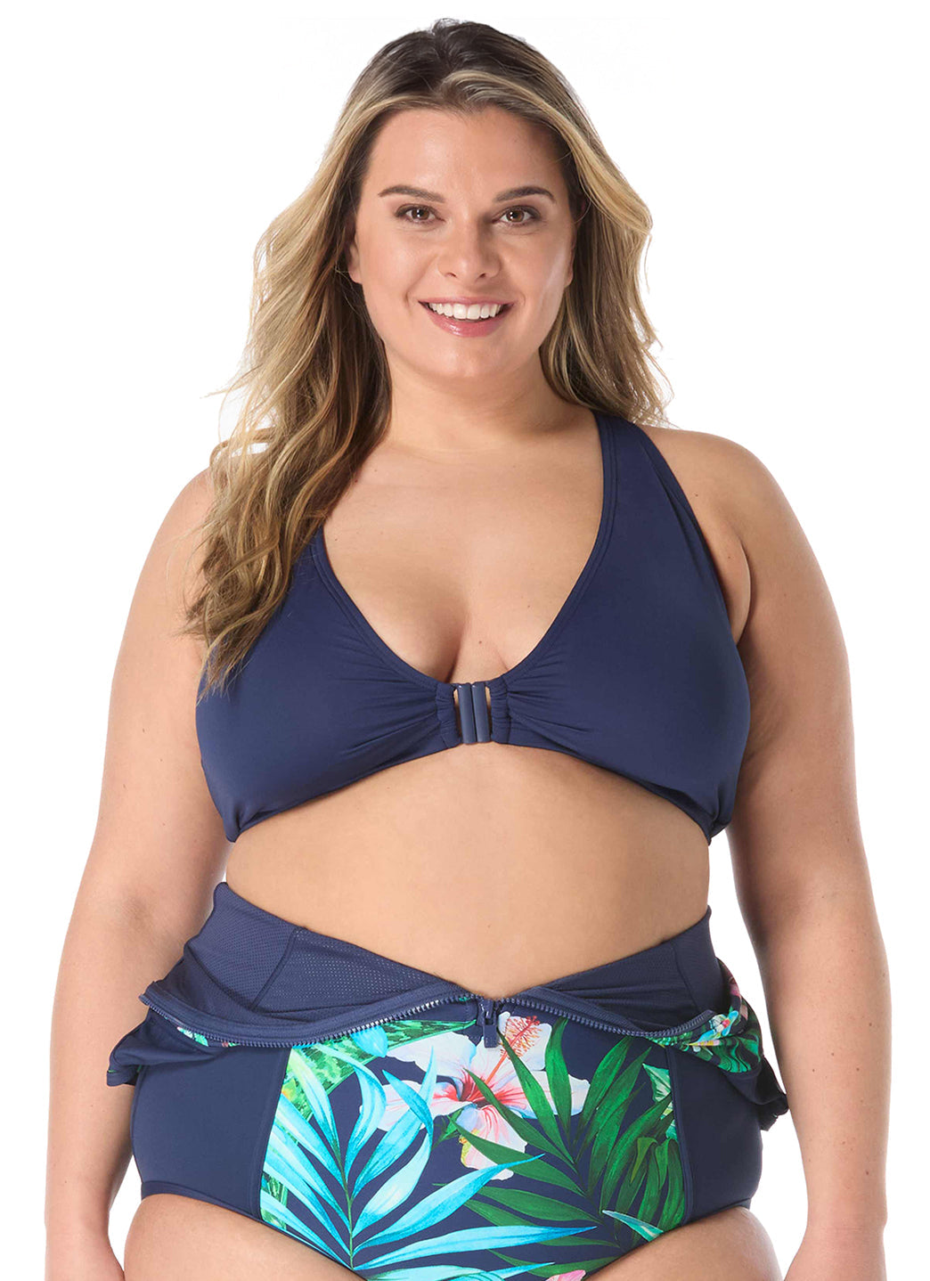 Beach House Women's Plus Size Tropic Paradise Endurance Zip Front