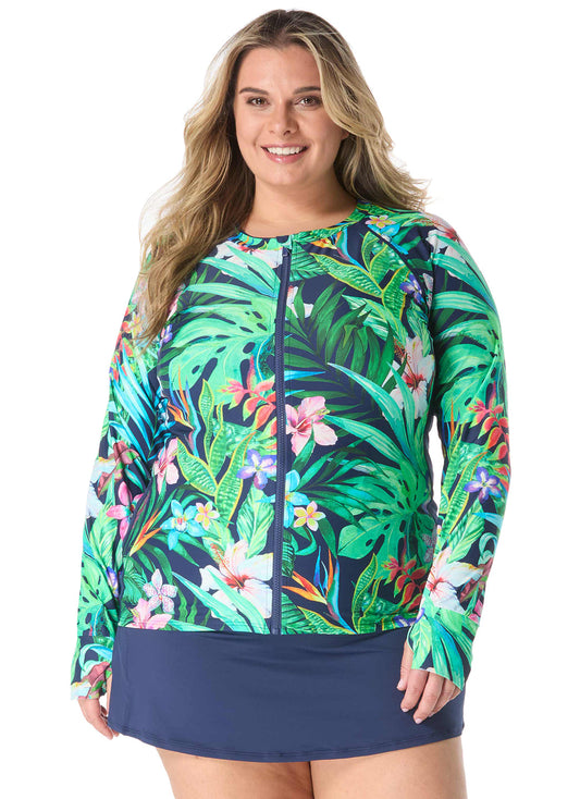 Beach House Women's Plus Size Tropic Paradise Ava Rash Guard