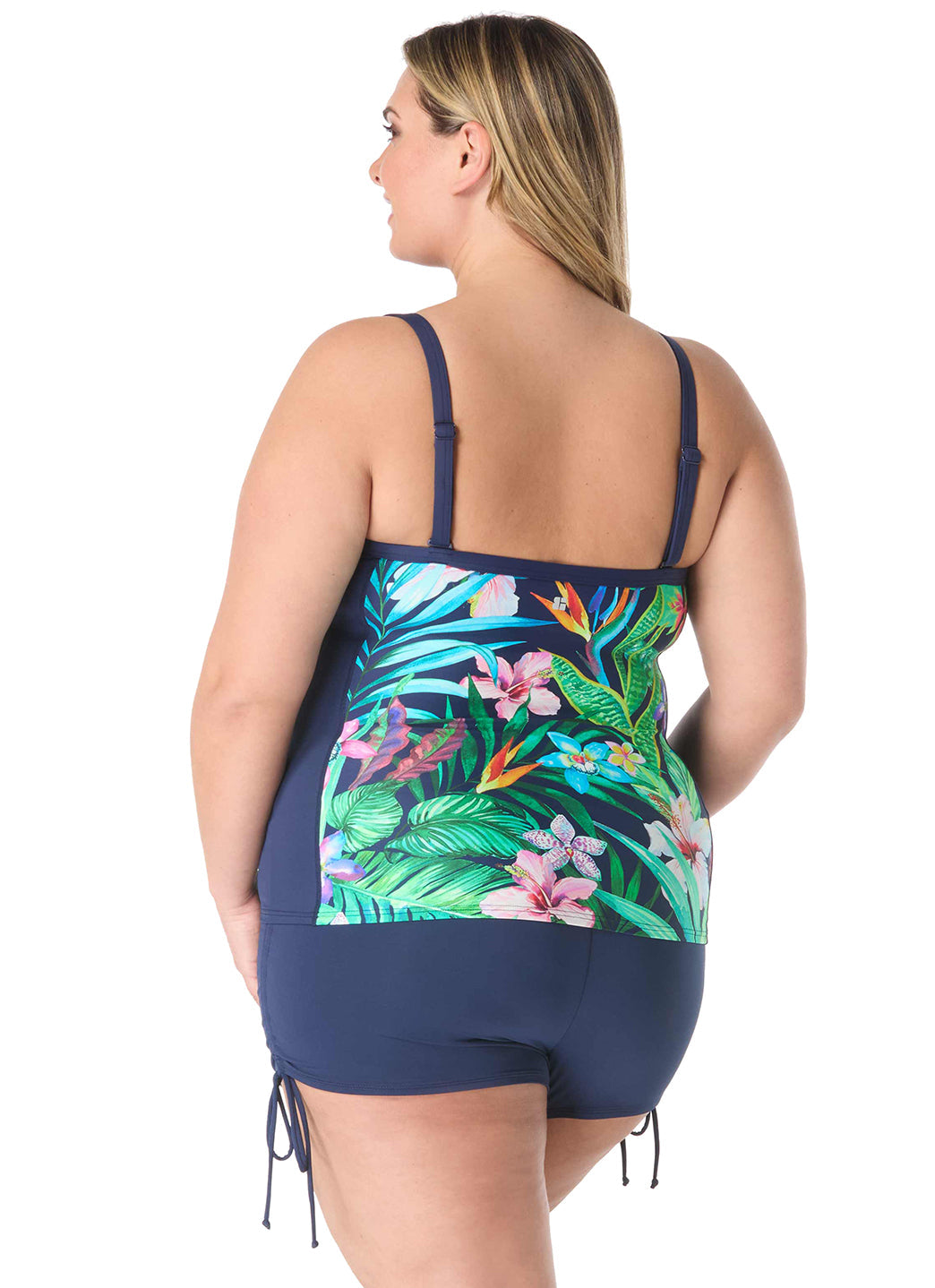 Beach House Women's Plus Size Tropic Paradise Ambition Fitted Cross Back Tankini Top