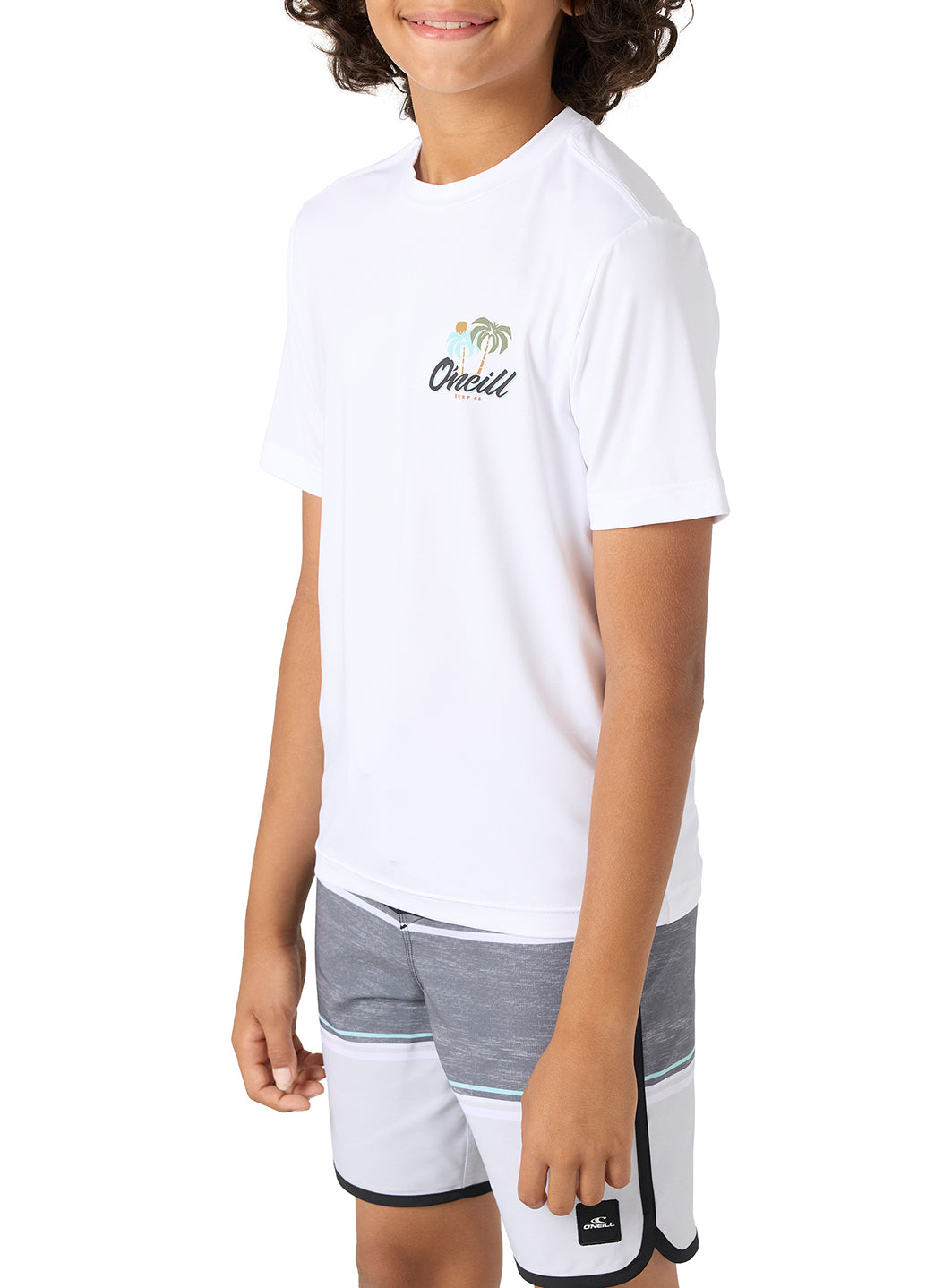 O'Neill Boy's Trvlr UPF 50+ Palms Short Sleeve Rash Guard (Big Kid)