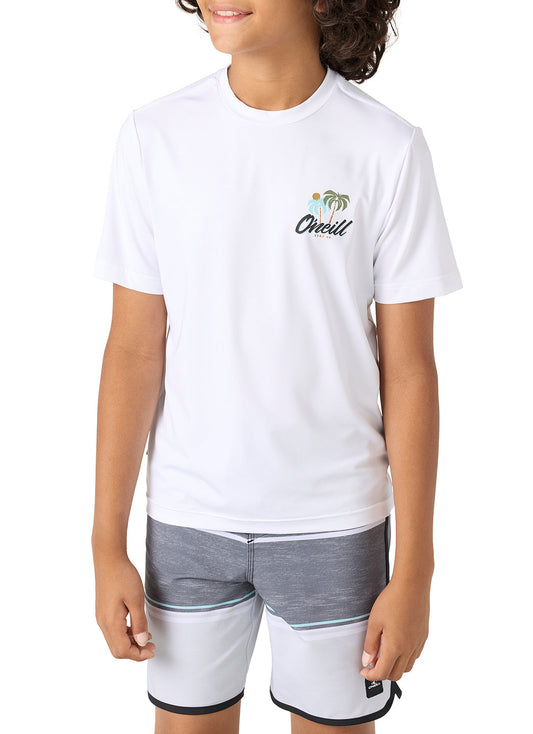 O'Neill Boy's Trvlr UPF 50+ Palms Short Sleeve Rash Guard (Big Kid)