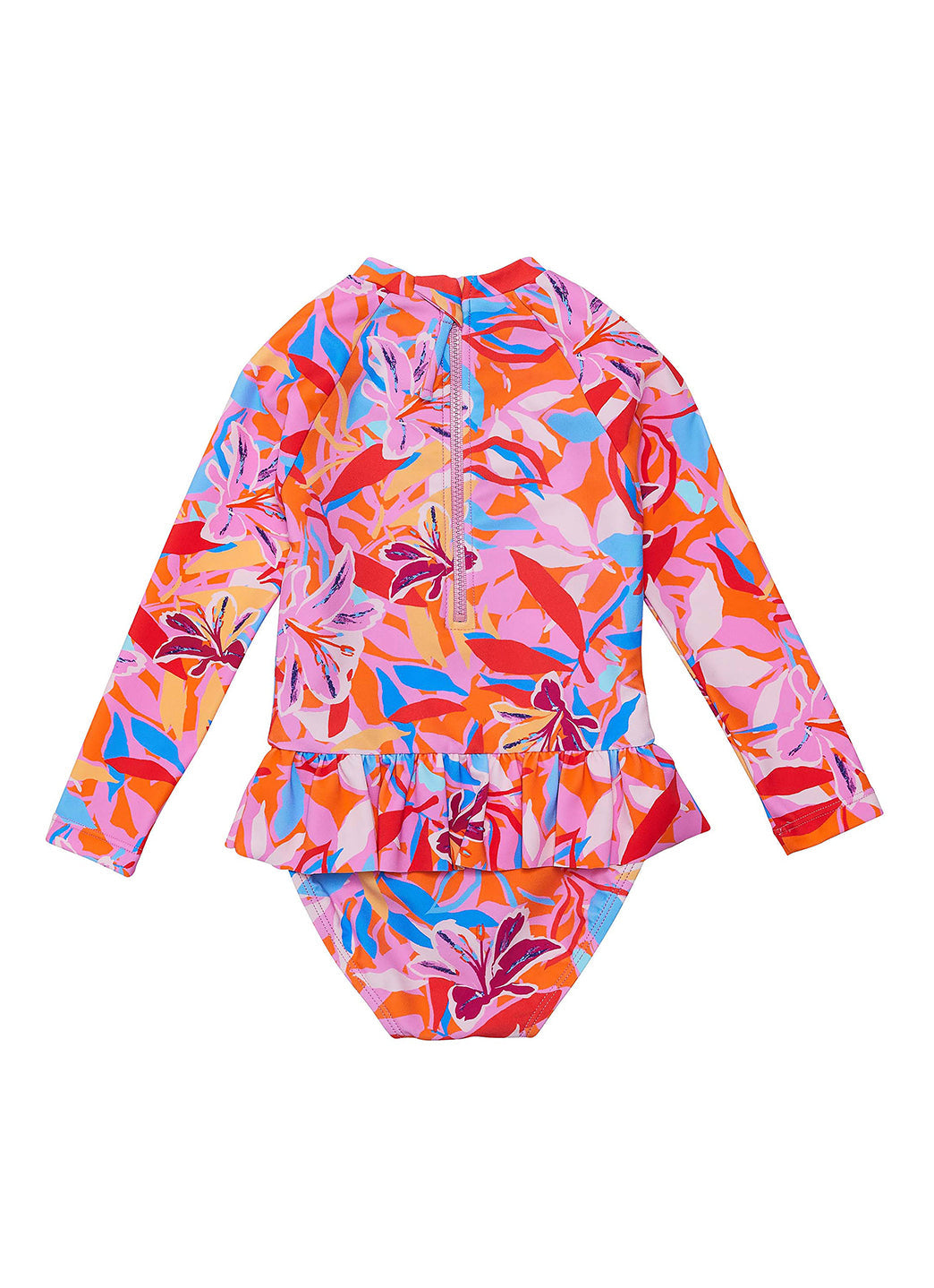 Snapper Rock Girls' Blooming Sunset Long Sleeve Skirted One Piece Swimsuit (Baby, Toddler, Little Kid)
