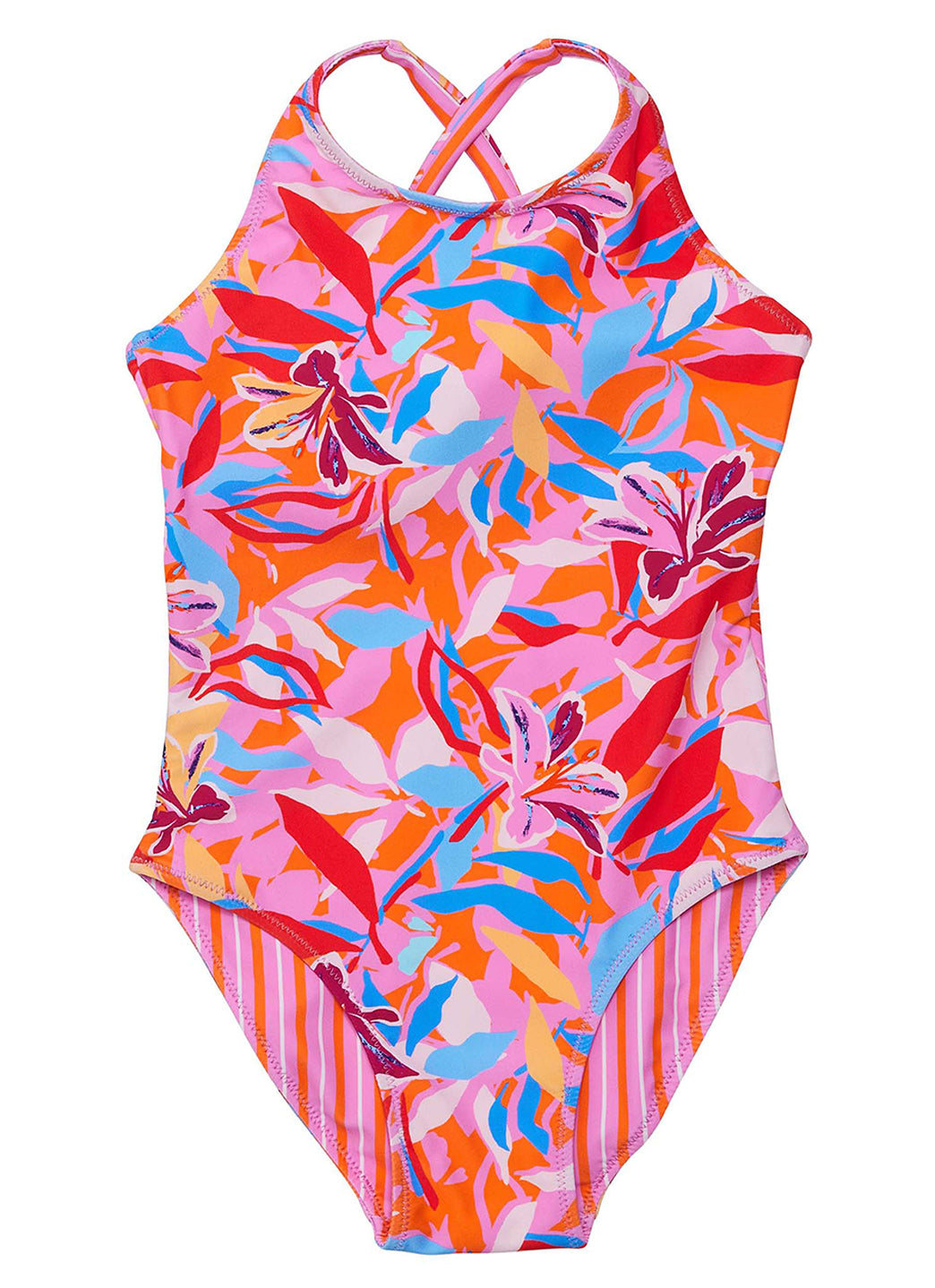 Snapper Rock Girls' Blooming Sunset Cross Back One Piece Swimsuit (Little Kid, Big Kid)