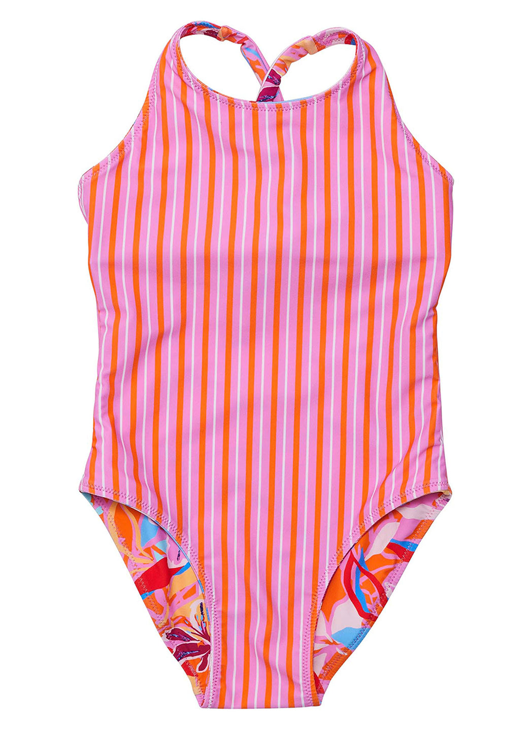 Snapper Rock Girls' Blooming Sunset Cross Back One Piece Swimsuit (Little Kid, Big Kid)
