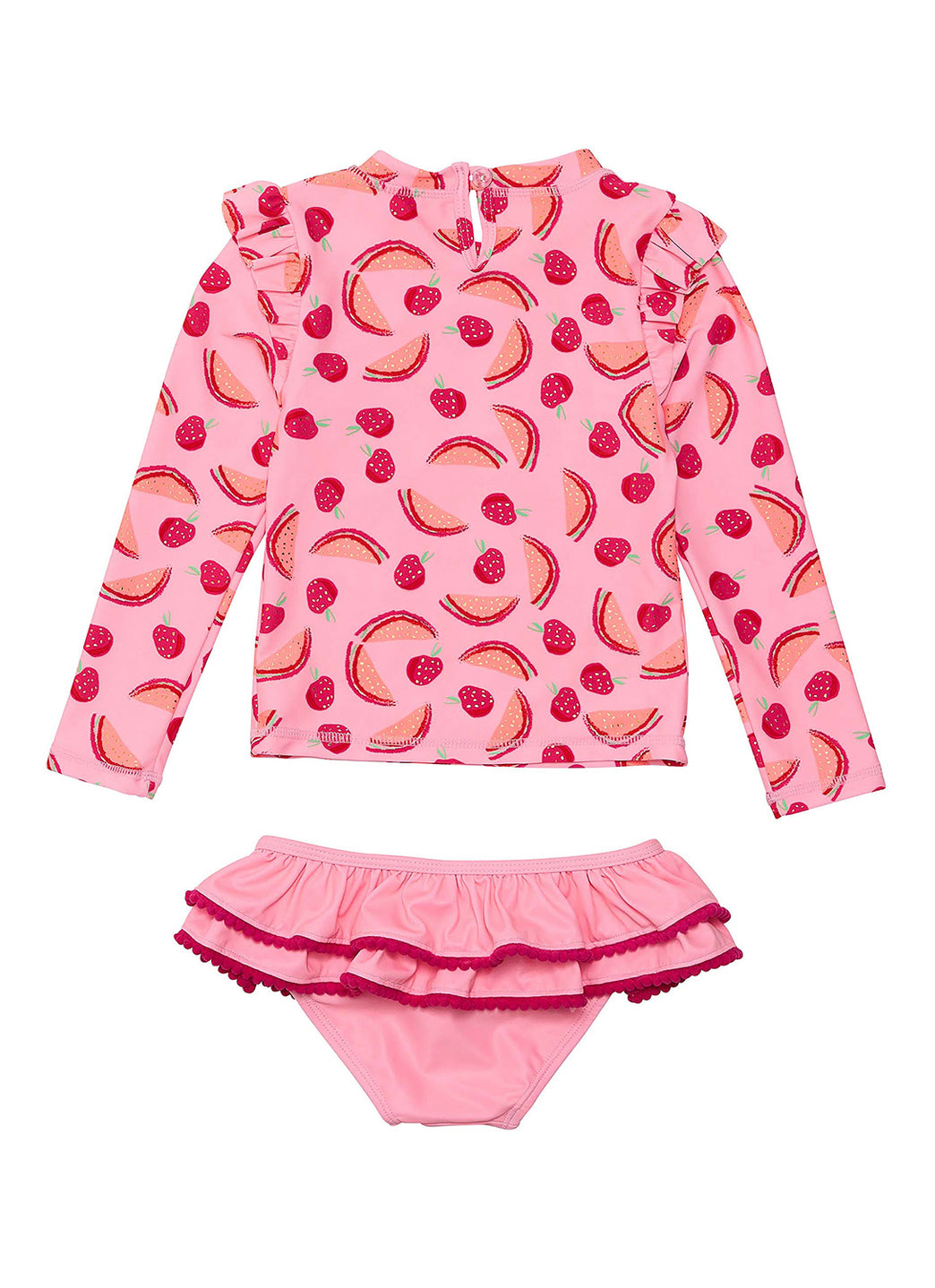 Snapper Rock Girls' Berry Sweet Long Sleeve Two Piece Rash Guard Set (Baby, Toddler, Little Kid)
