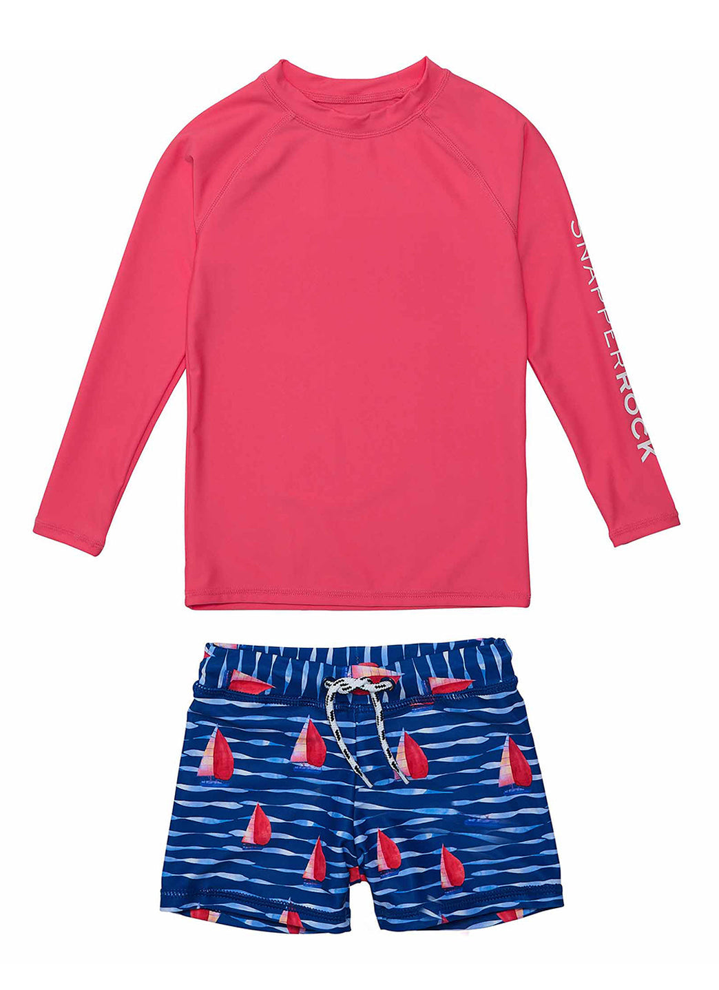 Snapper Rock Boys' Sailboat Rock Long Sleeve Rash Guard Set (Baby, Toddler, Little Kid)