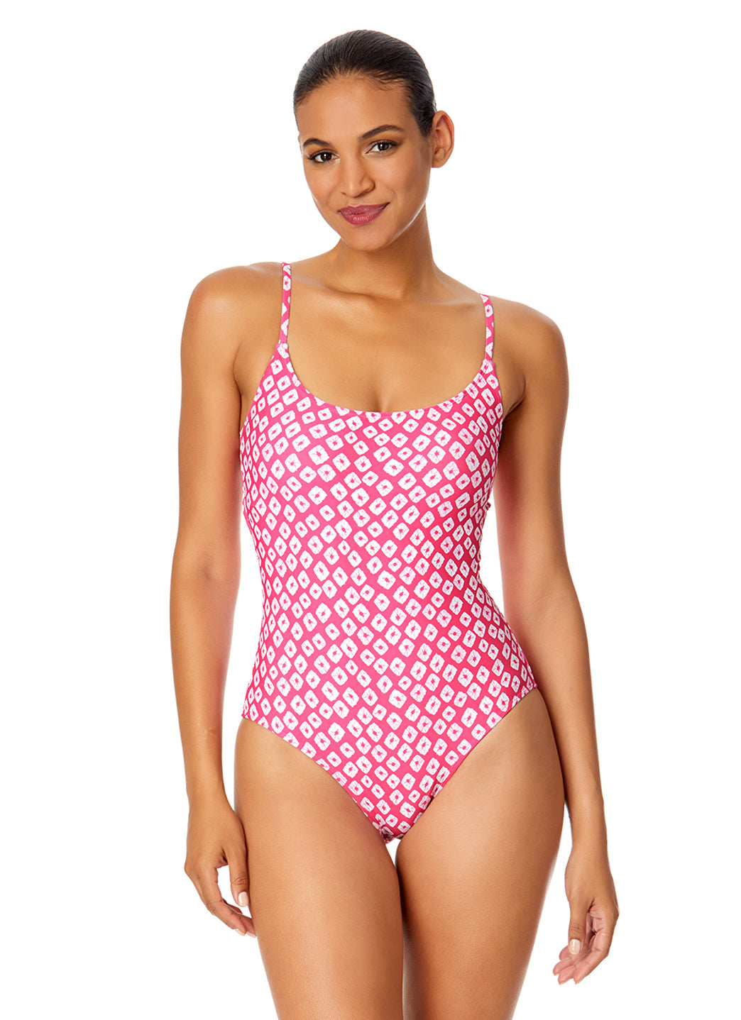 Anne Cole Women's Shibori Geo Classic Lingerie One Piece Swimsuit