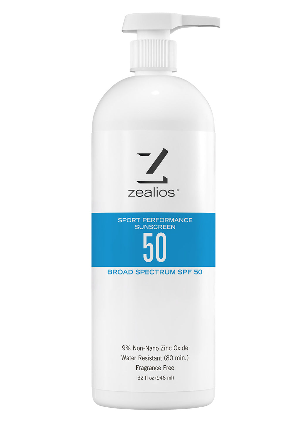 Zealios Skin Care Sport Performance Hybrid SPF 50 Sunscreen, 32 oz