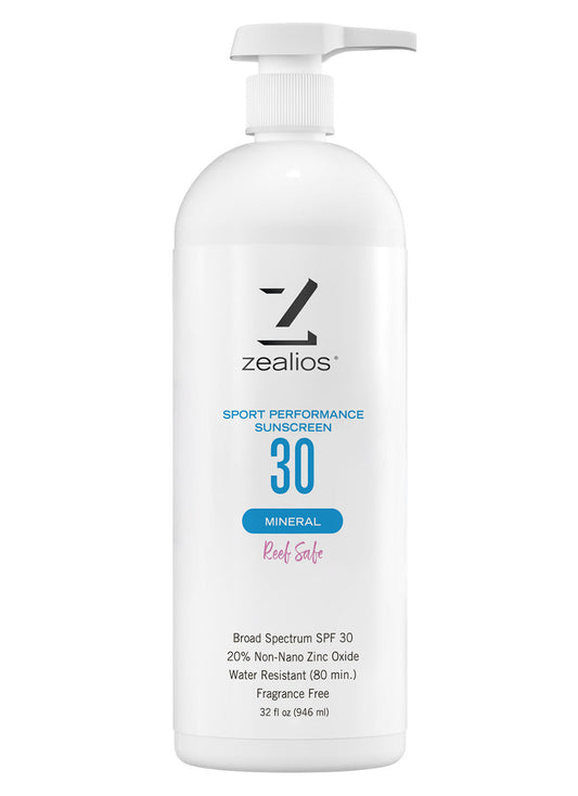 Zealios Skin Care Sport Performance Mineral with Reef Safe SPF 30 Sunscreen, 32 oz