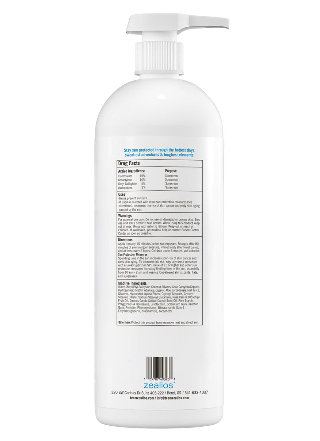 Zealios Skin Care Sport Performance  Ultralight plus Hydration SPF 50 Sunscreen, 32 oz