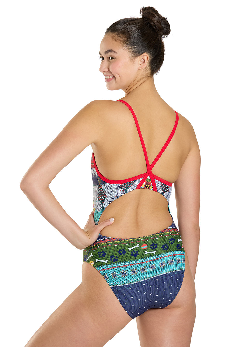 Sporti Granny Sweater Pawliday Cheer Thin Strap One Piece Swimsuit (22-44)