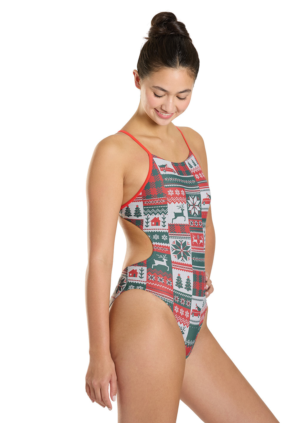 Sporti Granny Sweater Patchwork Pines Micro Back One Piece Swimsuit (26-40)
