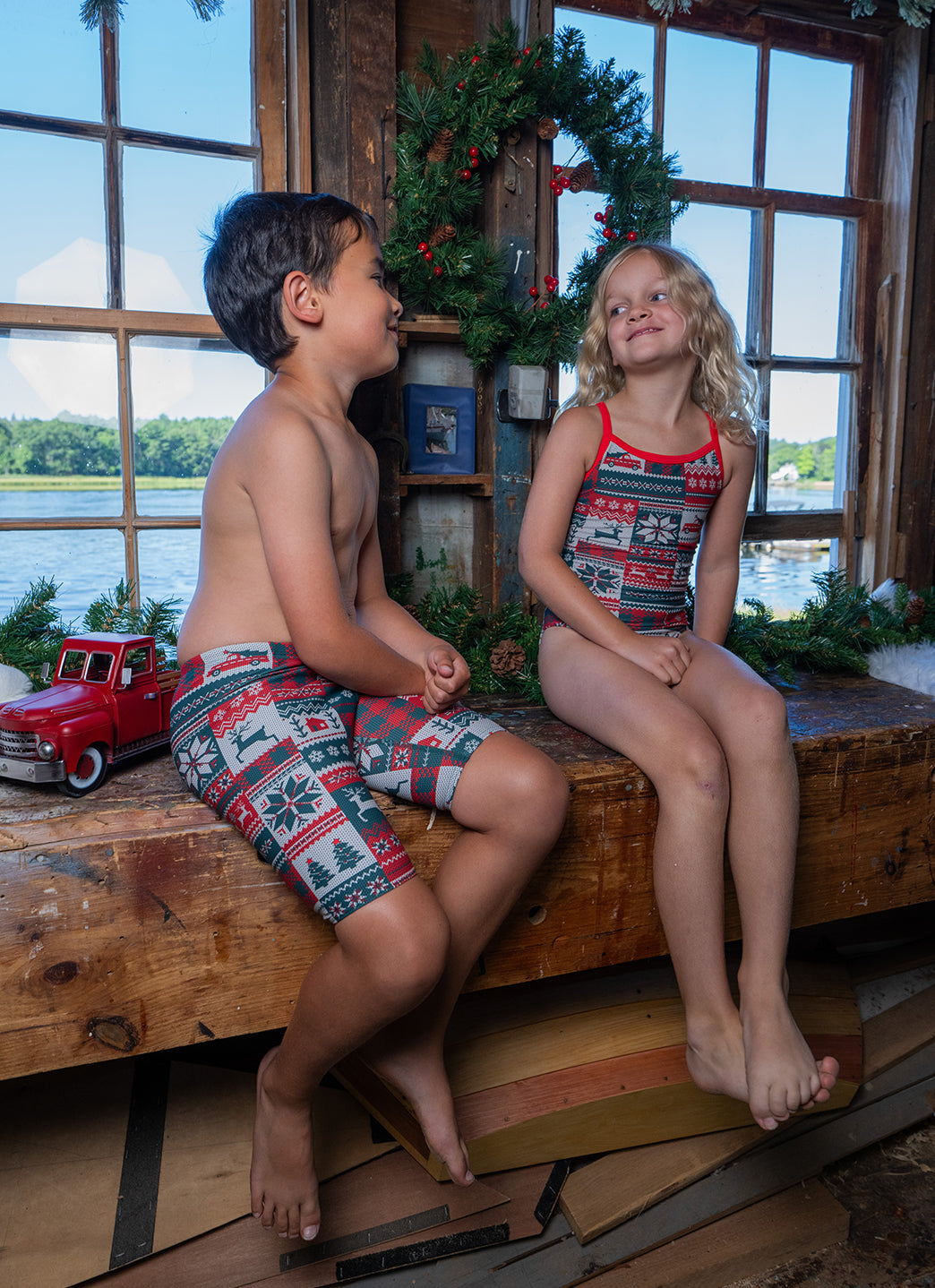 Sporti Granny Sweater Patchwork Pines Jammer Swimsuit (22-44)