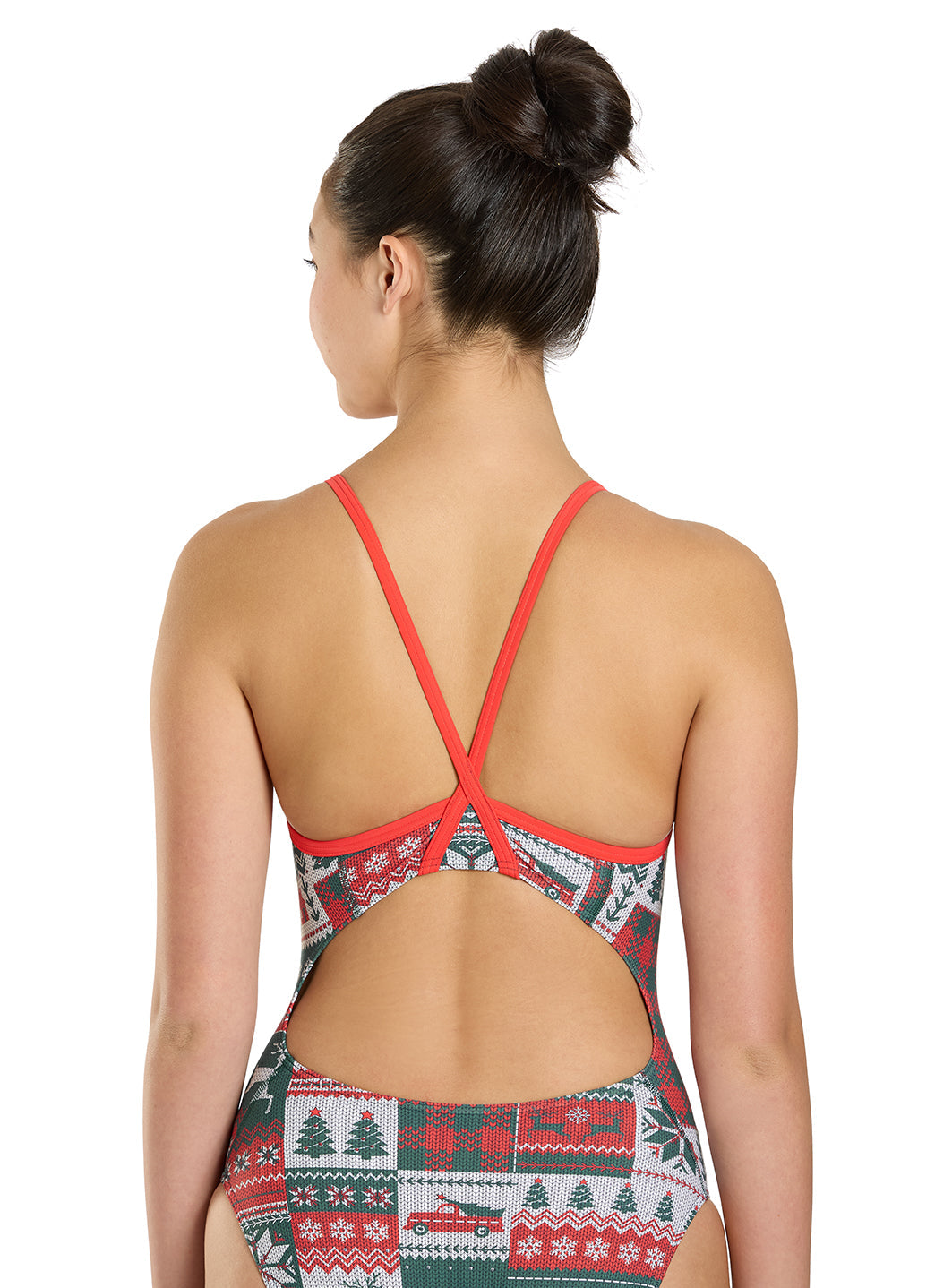 Sporti Granny Sweater Patchwork Pines Thin Strap One Piece Swimsuit (22-44)