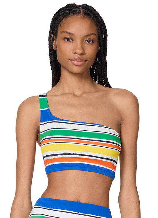 Kate Spade Women's Ocean Stripe One Shoulder Bikini Top