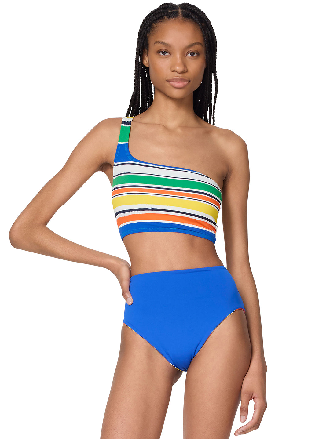 Kate Spade Women's Ocean Stripe One Shoulder Bikini Top