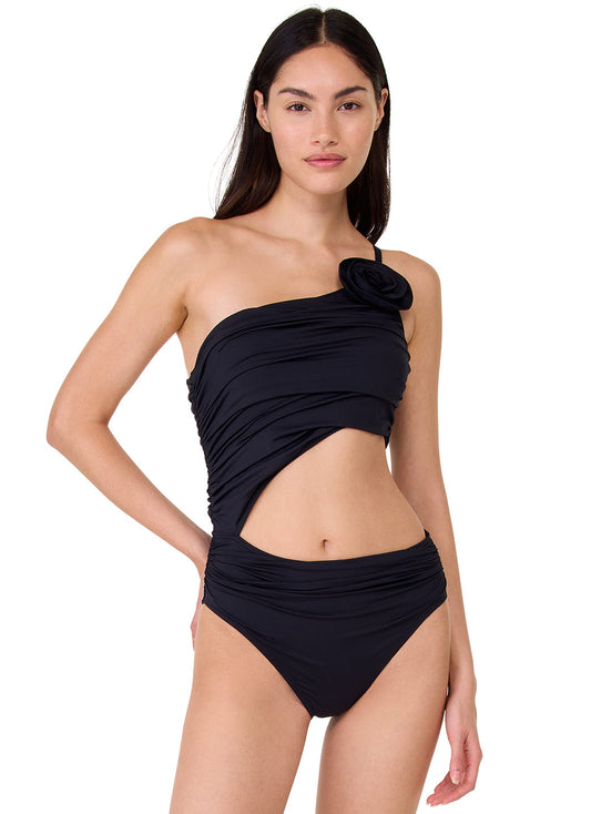 Kate Spade Women's Rosette Solids One Shoulder One Piece Swimsuit