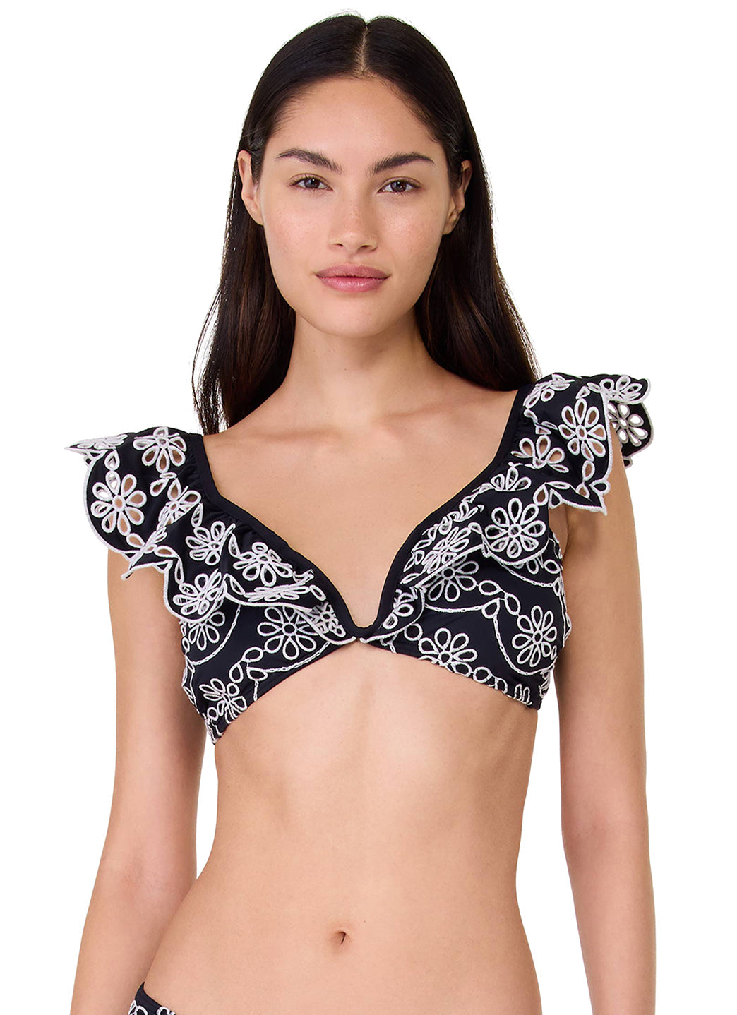 Kate Spade Women's Eyelet Ruffle Bikini Top