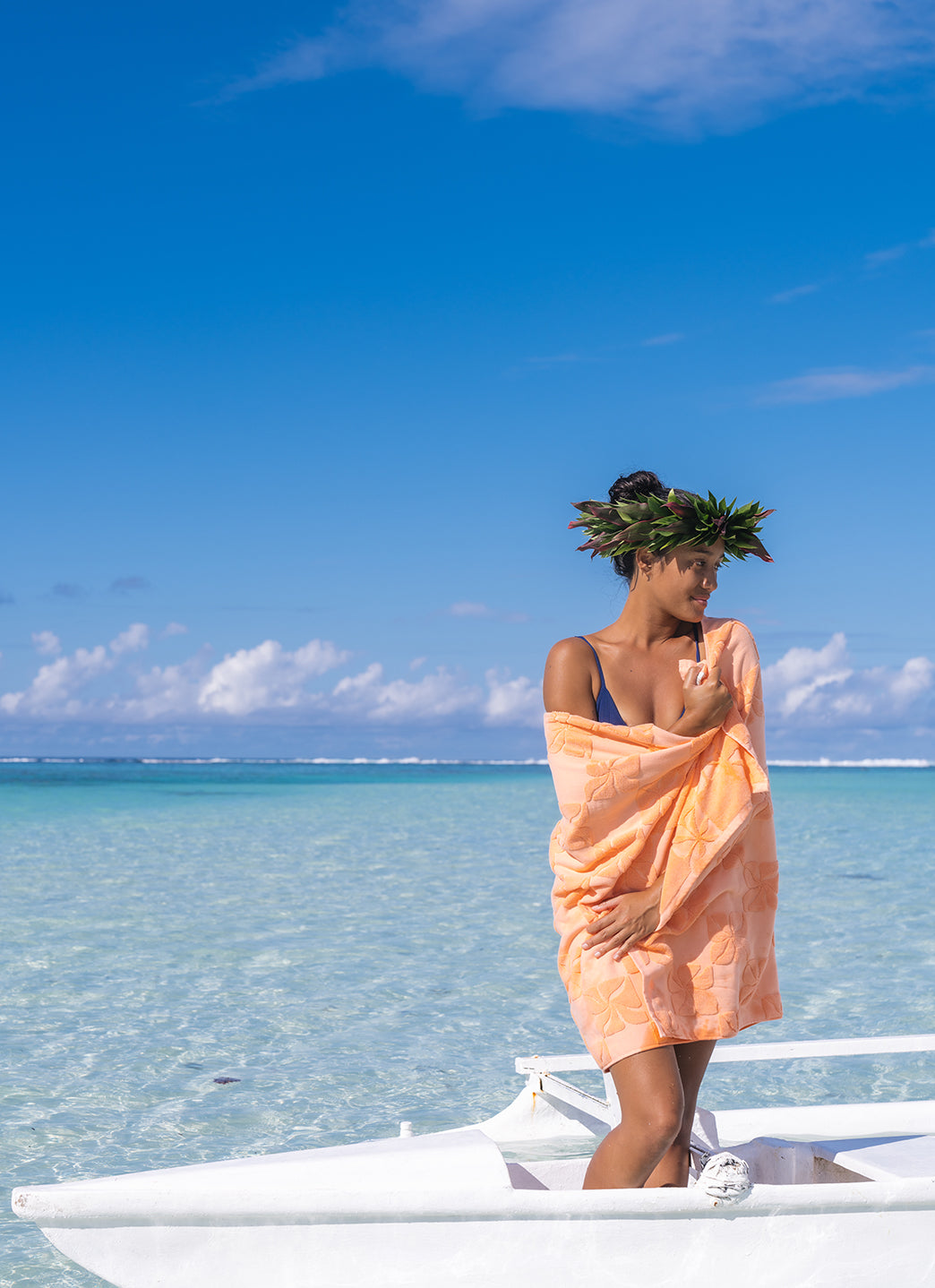 ALOHA Pua Check Beach Towel