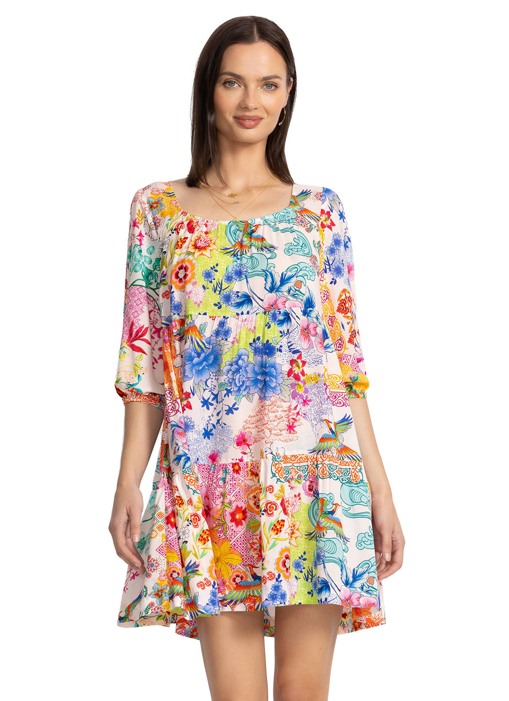 Johnny Was Women's Paula Tiered Mini Dress