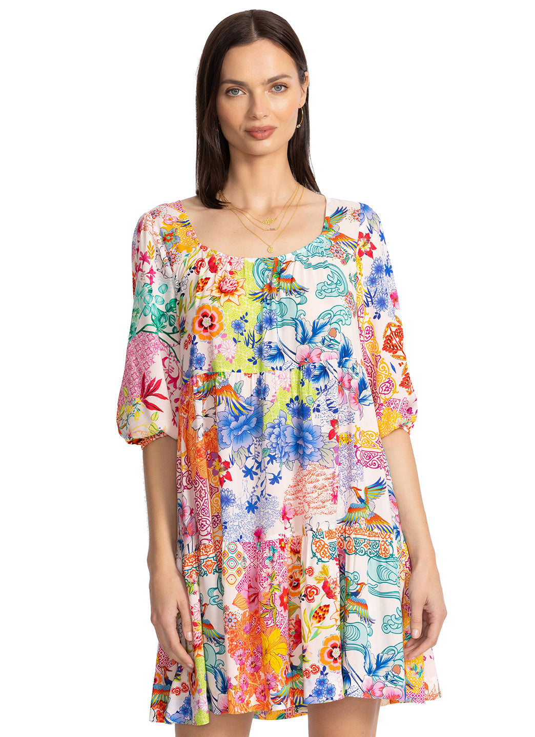 Johnny Was Women's Paula Tiered Mini Dress