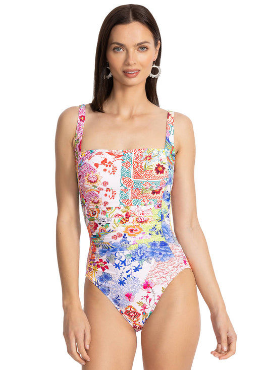 Johnny Was Women's Paula Ruched One Piece Swimsuit