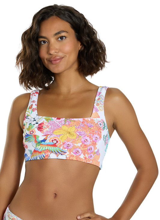 Johnny Was Women's Paula Reverse Pique Square Neck Bikini Top