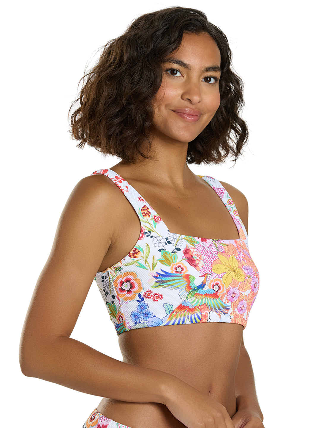 Johnny Was Women's Paula Reverse Pique Square Neck Bikini Top