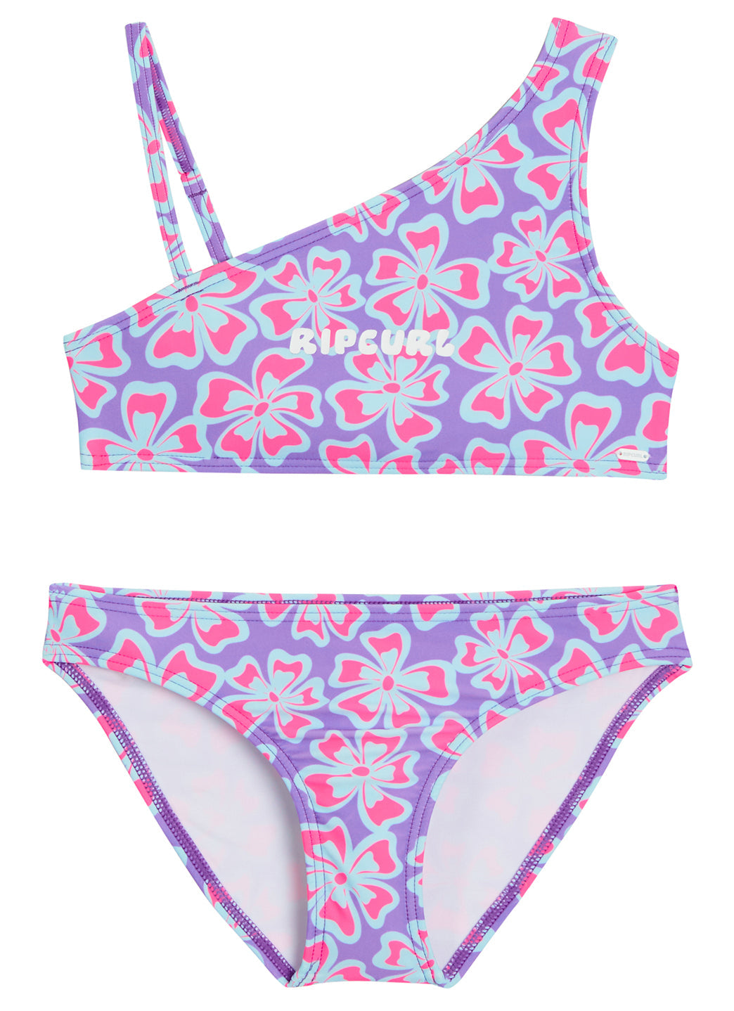 Rip Curl Girls' Neon Isles Floral One Shoulder Bikini Set (Big Kid)