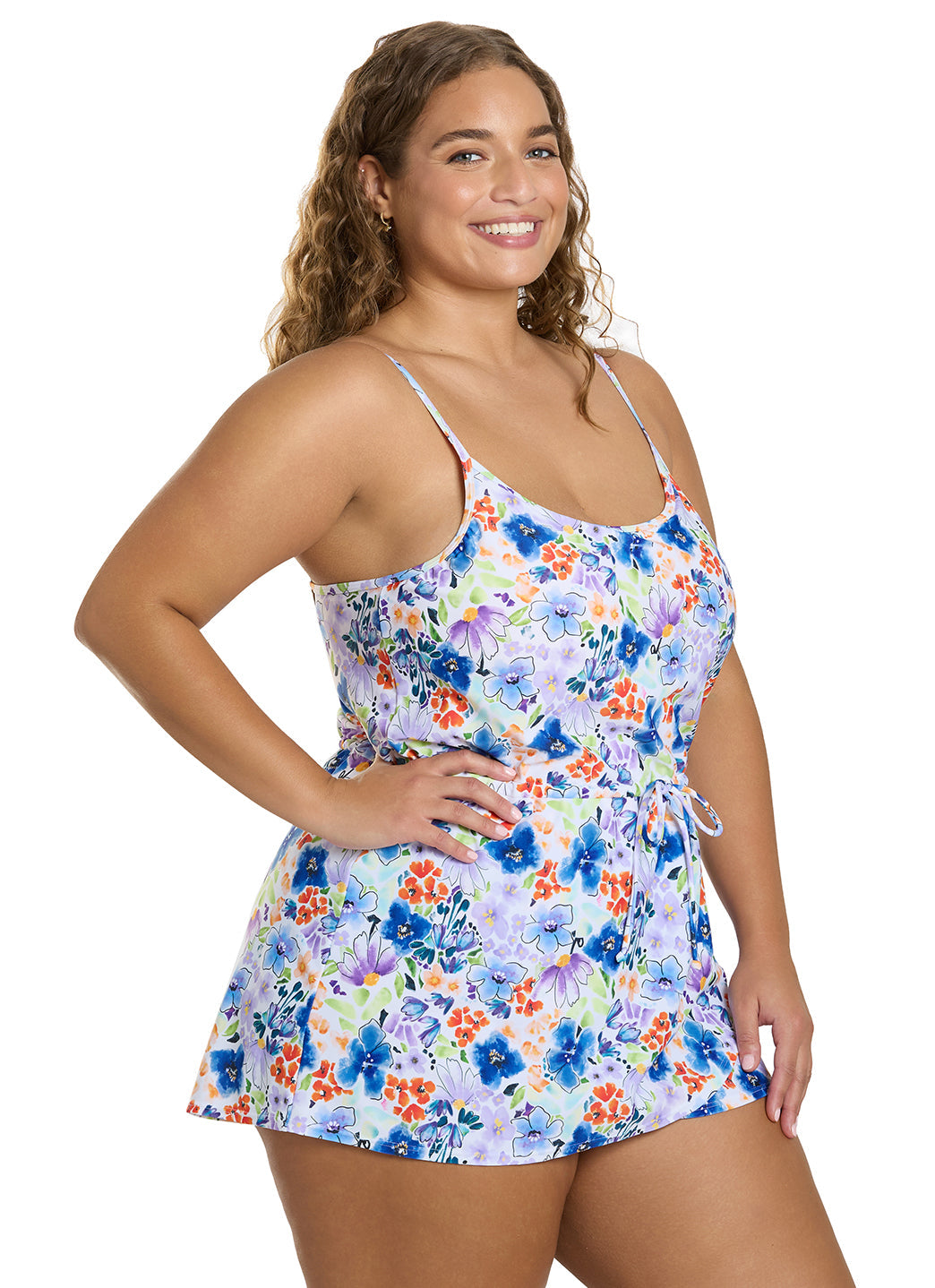 Sporti Plus Size Starlet Printed Tummy Control Swim Dress