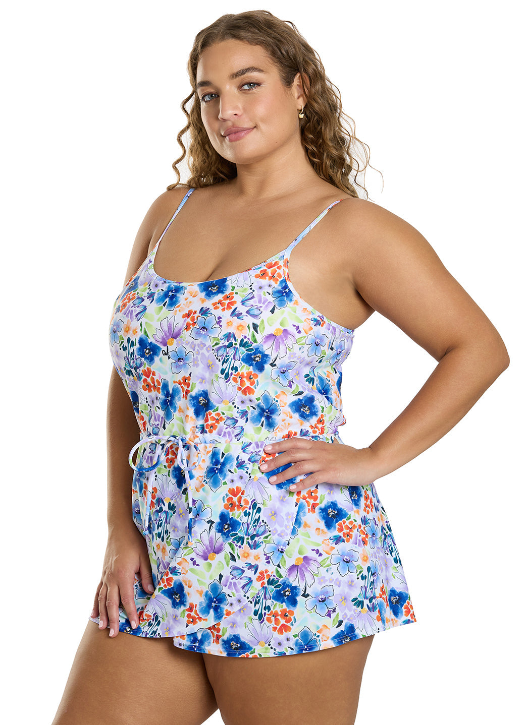 Sporti Plus Size Starlet Printed Tummy Control Swim Dress