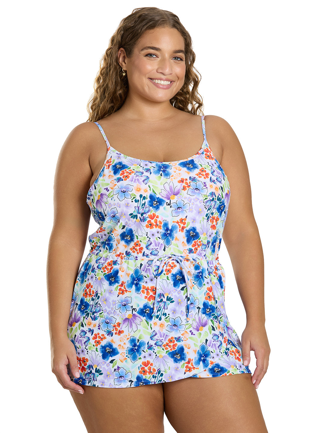 Sporti Plus Size Starlet Printed Tummy Control Swim Dress