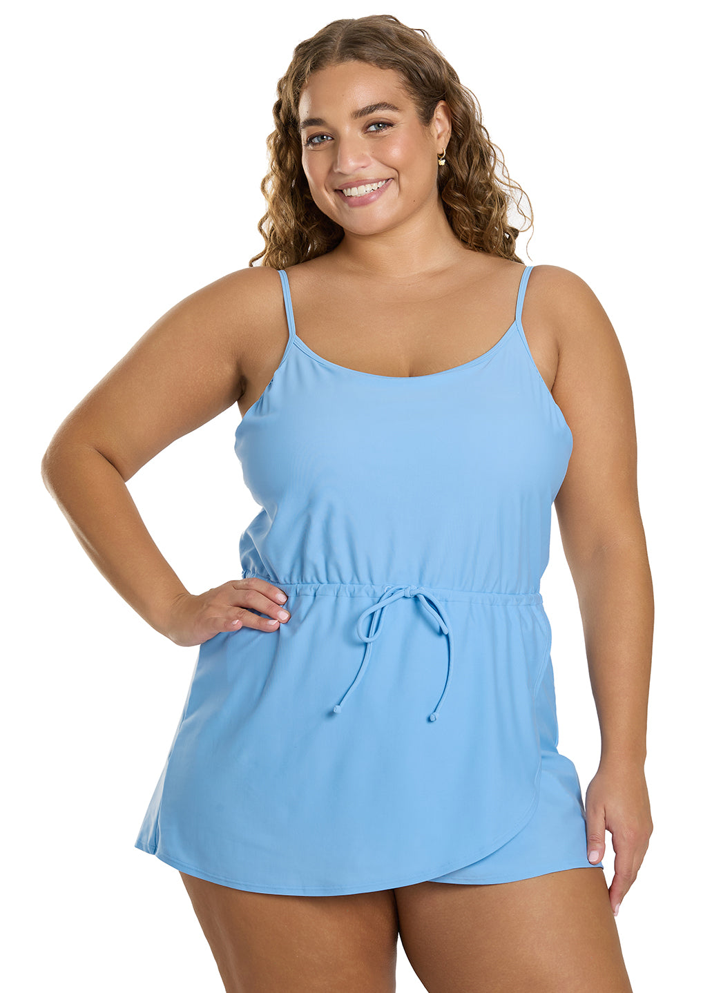 Sporti Plus Size Starlet Solid Tummy Control Swim Dress