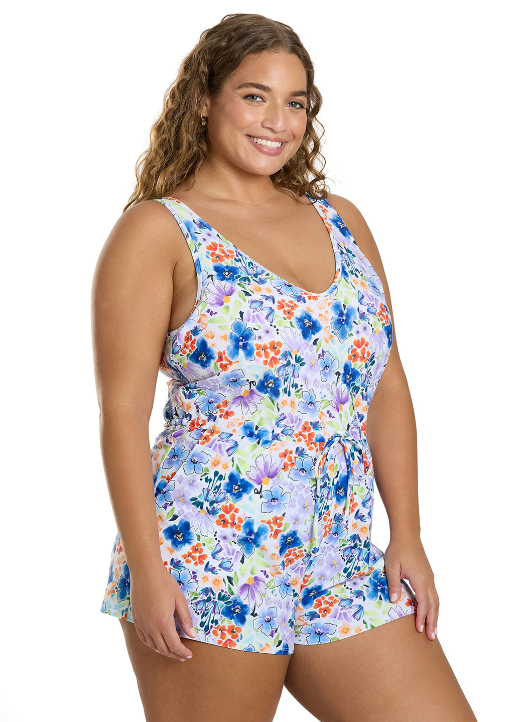 Sporti Plus Size Starlet Printed Tummy Control Swim Romper