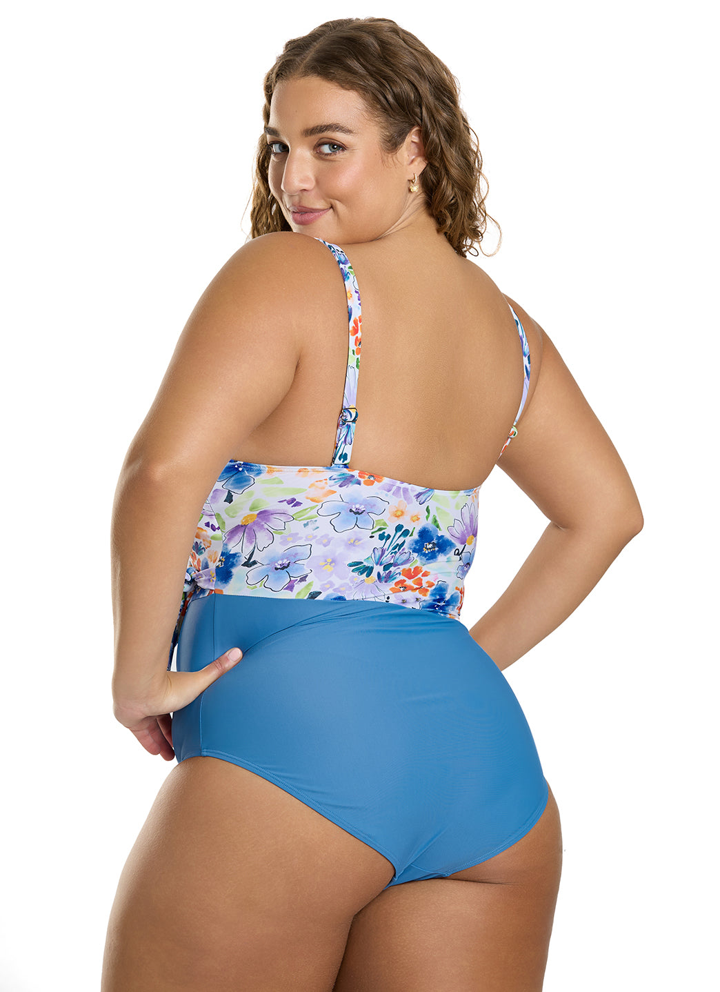 Sporti Plus Size Starlet Printed Tummy Control Side Tie One Piece Swimsuit
