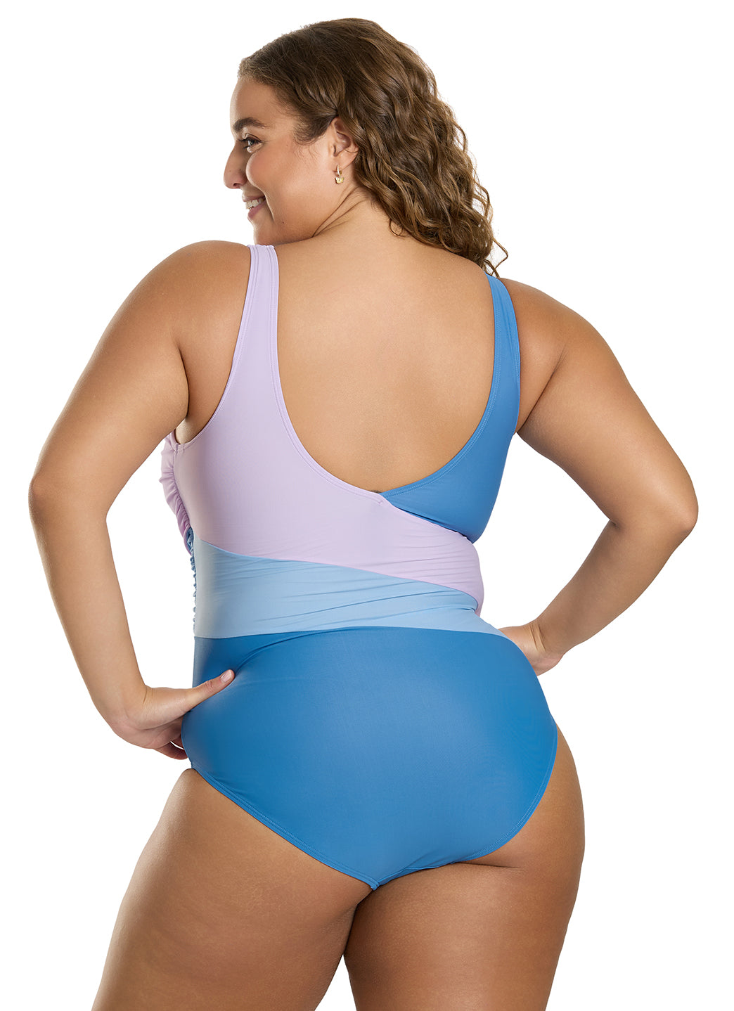 Sporti Plus Size Starlet Colorblock Tummy Control Wrap One Piece Swimsuit
