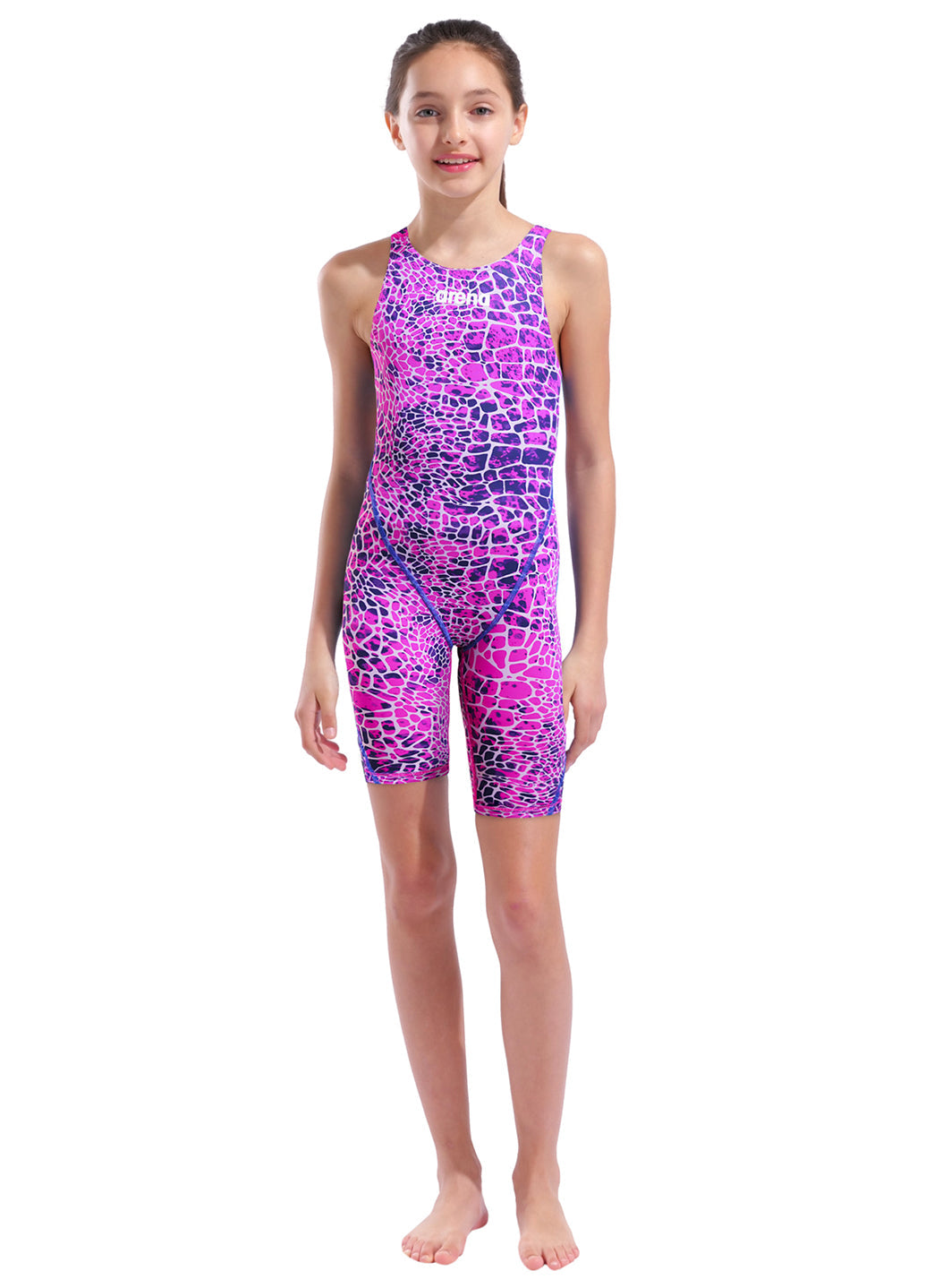Arena Girls' Powerskin Snakeskin ST Next LE Open Back Tech Suit Swimsuit
