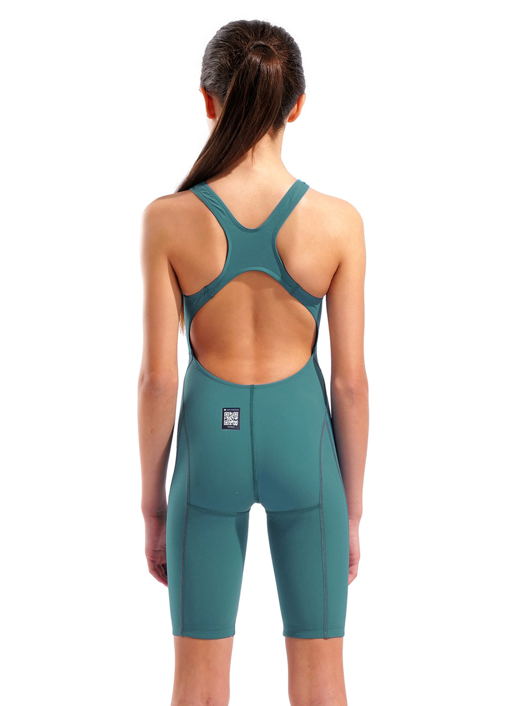 Arena Girls' Powerskin Jade Aura Impulso Open Back Tech Suit Swimsuit