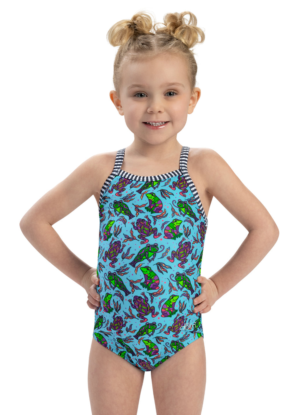 Dolfin Girls' Ribbit One Piece Swimsuit (Toddler, Little Kid)