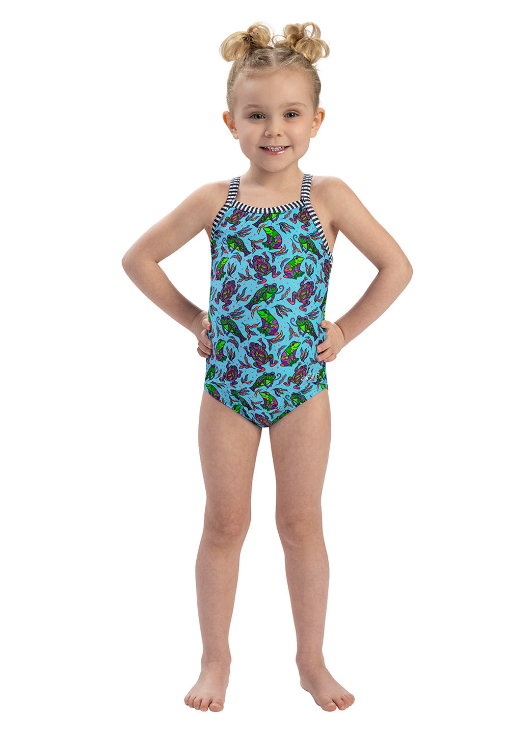 Dolfin Girls' Ribbit One Piece Swimsuit (Toddler, Little Kid)