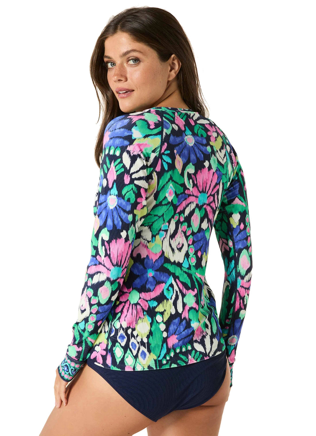Beach House Women's Monterey Garden Rib Long Sleeve Zip Front Rash Guard