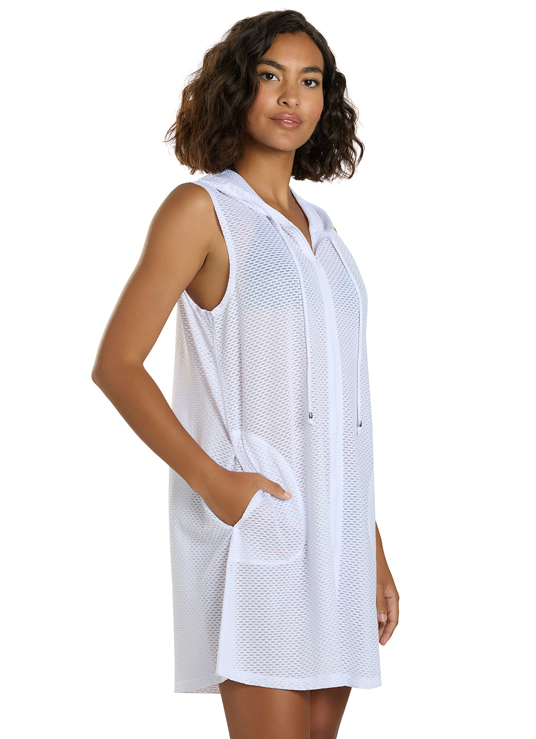 J.Valdi Women's Key West Sleveless Zip Hoodie Cover Up