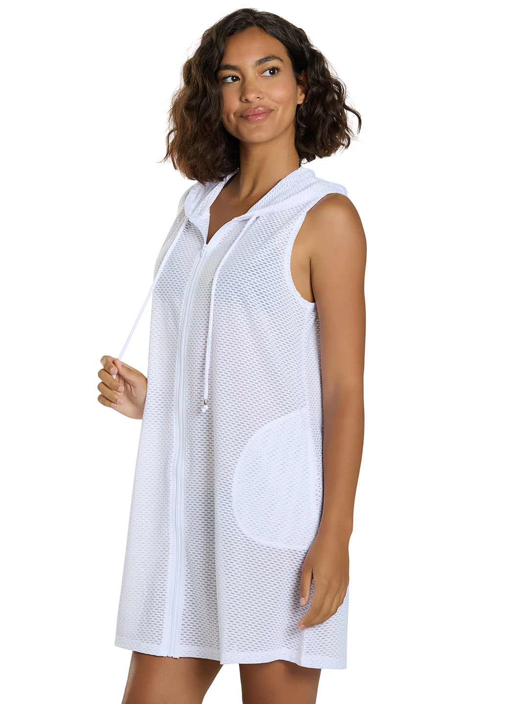 J.Valdi Women's Key West Sleveless Zip Hoodie Cover Up