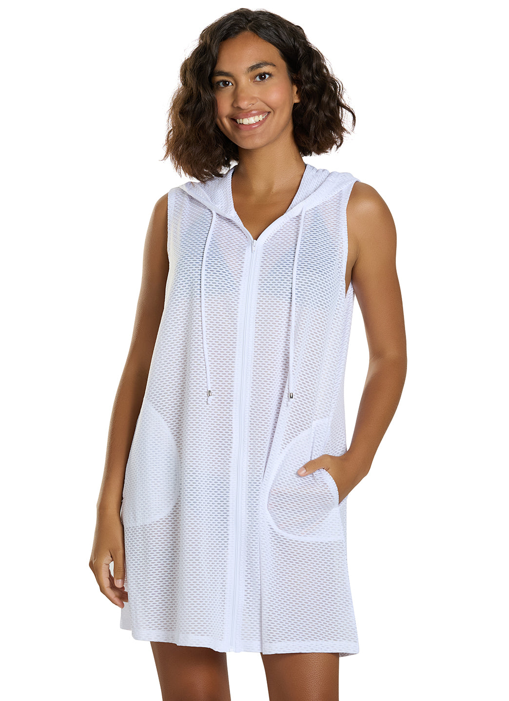 J.Valdi Women's Key West Sleveless Zip Hoodie Cover Up