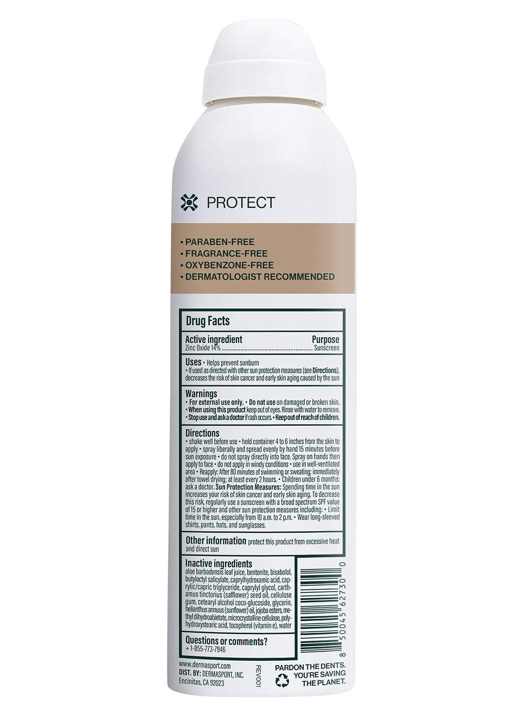 Dermasport Mineral Body SPF 30 Sunscreen Spray, Water-Resistant 6fl oz