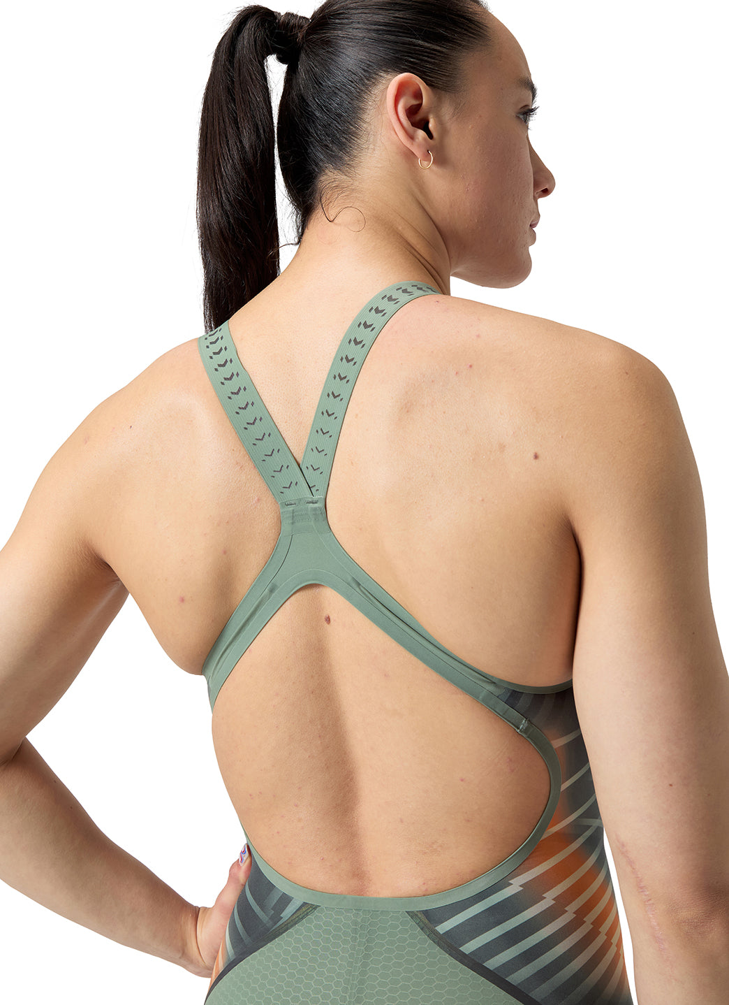 Speedo Women's LZR Intent 2.0 Printed Open Back Kneeskin Tech Suit Swimsuit