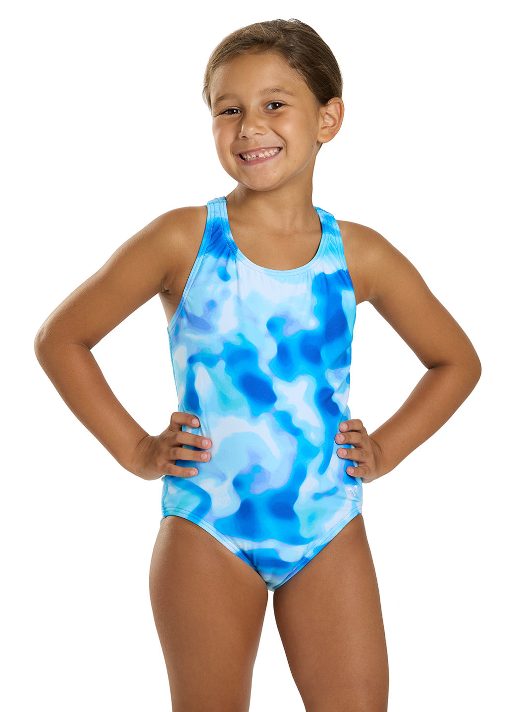 TYR Girls' Blue Ice Ella Maxfit Durafast Elite One Piece Swimsuit (Little Kid, Big Kid)