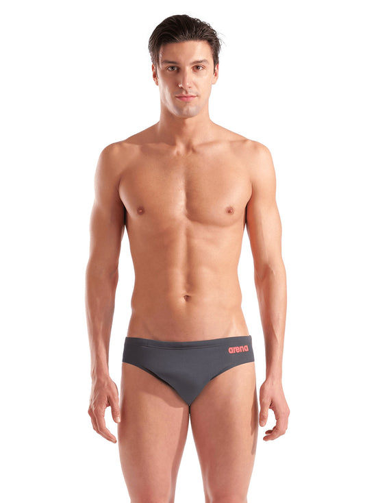 Arena Men's Solid Brief Swimsuit Asphalt/Bright Coral